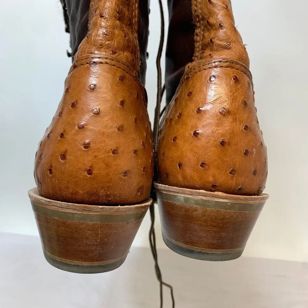 Double-H Boots Mens Size 10B Lacer Two Tone Work Boot D382 Ostrich Packer Kiltie